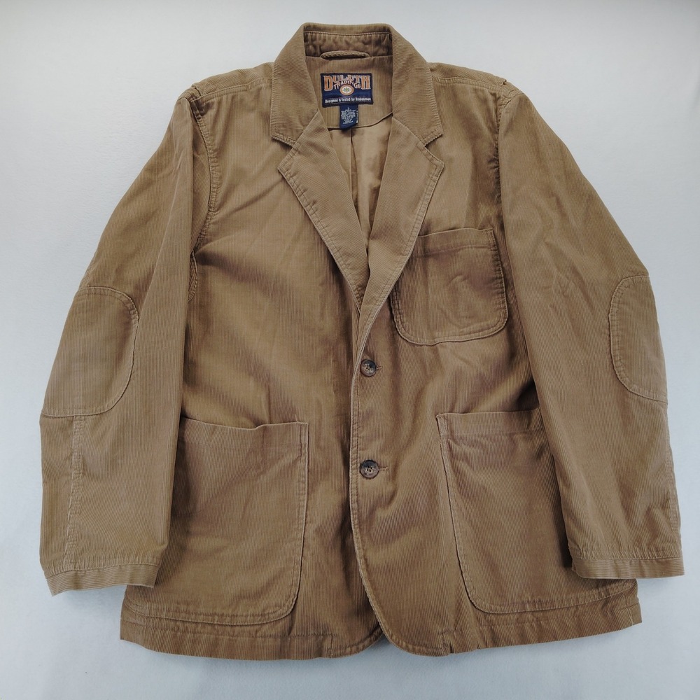 Duluth Trading Co Blazer Men L Brown Excellent Corduroy Elbow Patches Sport Coat